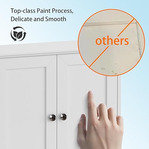 Miniatura 7 de Armario de pared de baño blanco, gabinete de almacenamiento sobre el inodoro, botiquín de baño con 2 puertas y estantes ajustables, gabinete de