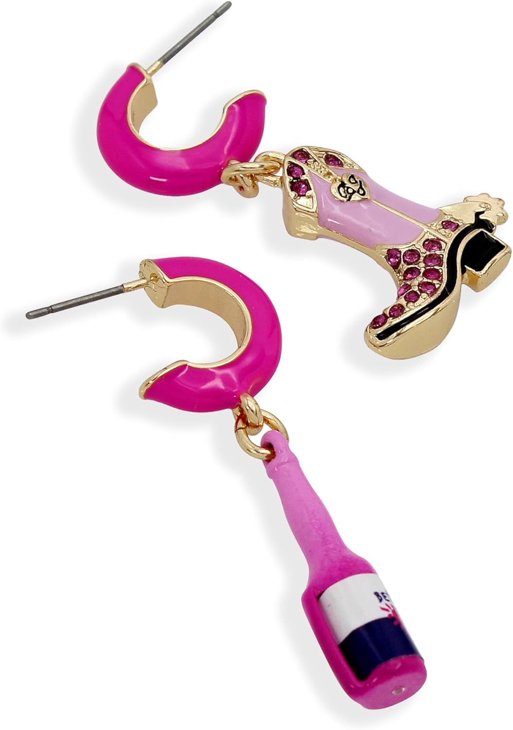 Betsey Johnson Womens Cowgirl Mismatch Charm Huggie Earrings - Image 5