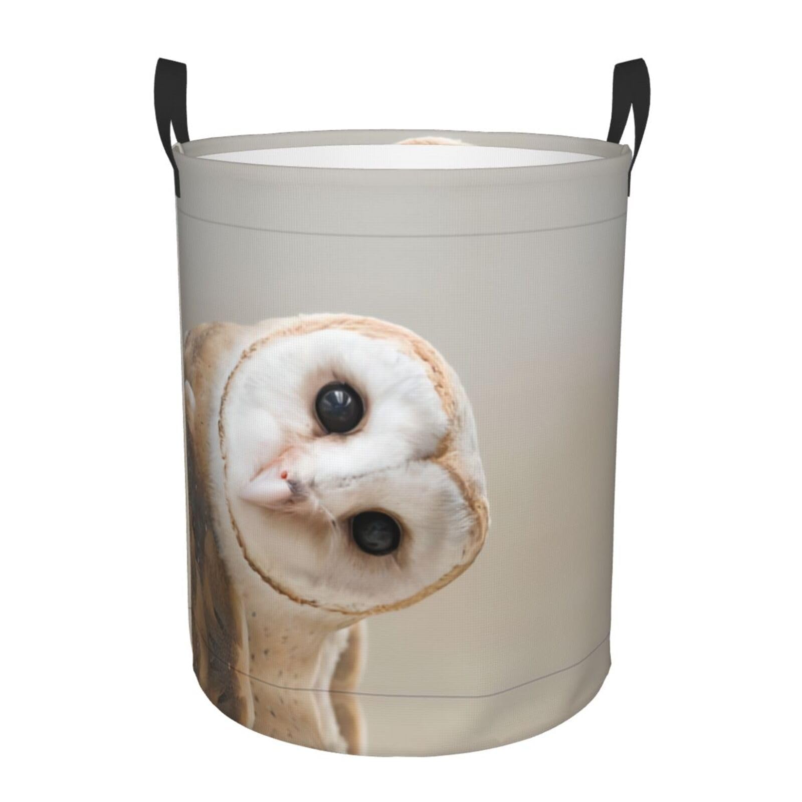 M Circular Hamper – Collapsible Funny Owl Print Laundry Basket