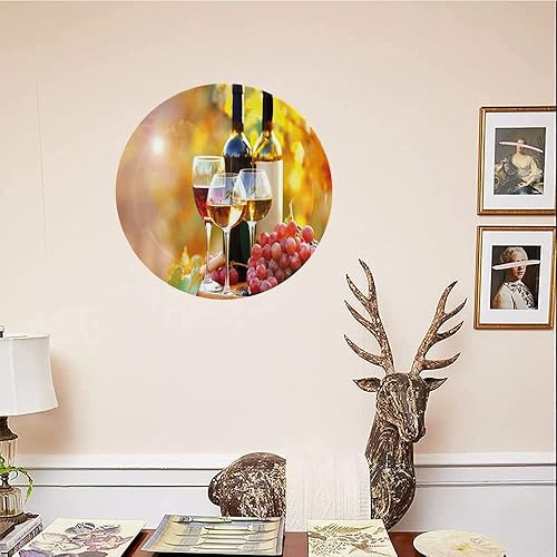 Miniatura 4 de Platos decorativos, adorno con estampado de vino, vino sabroso en barril de madera en plantación de uva, 6 pulgadas, 1 plato con 1 soporte de