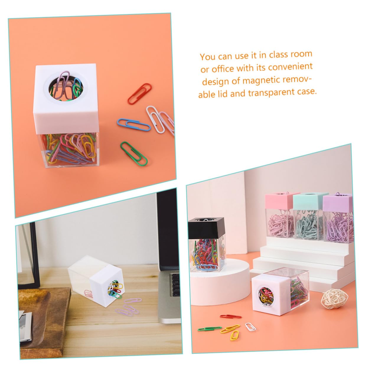 Abaodam 8 Pz Secchio Di Spilli Porta Forcine Organizer Per La Conservazione Graffetta Trasparente Custodia Per Graffette Contenitori Magnetico Plastica Portaoggetti Ufficio