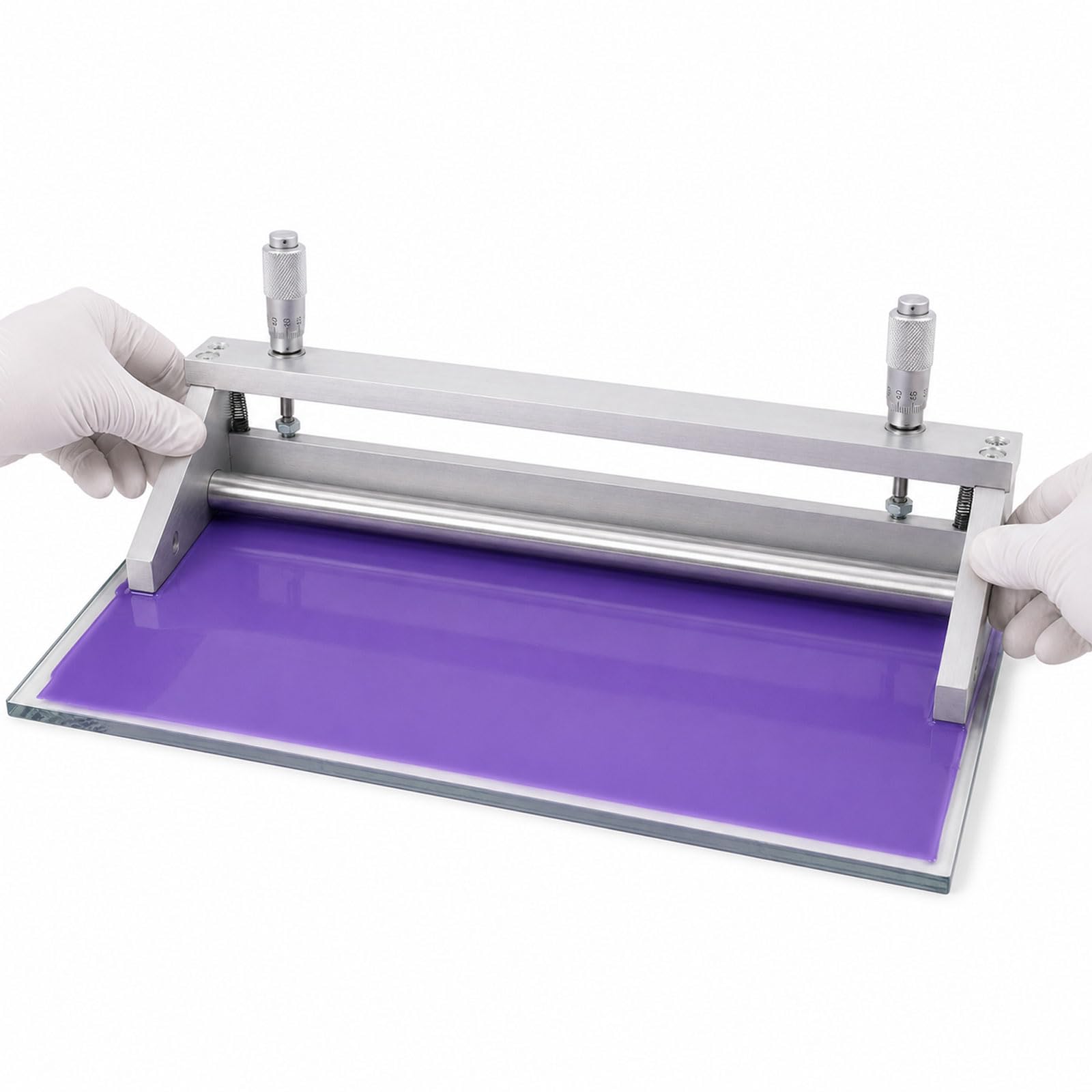 Manueller Nassfilm-Applikator, verstellbare 0–3500 μm Beschichtung mit zwei Mikrometern, Aluminiumrahmen und Edelstahlklinge für Farbe, Tinte, Kleber und Batterie