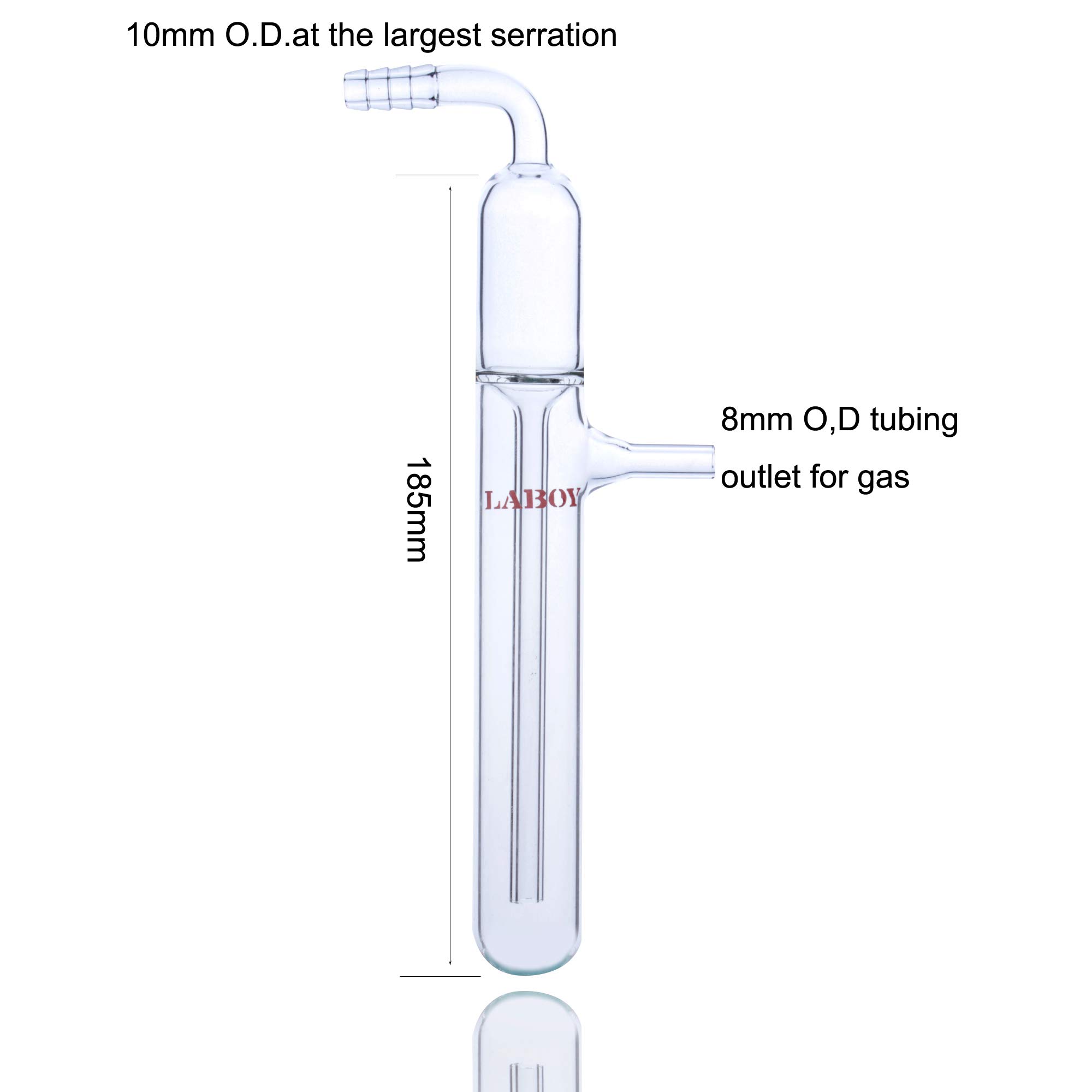 Laboy Glass Gas Bubbler Mineral Oil 185mm in Height 26mm in Body.O.D