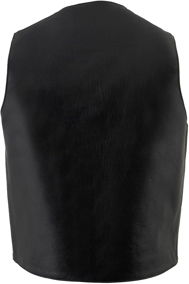 Milwaukee Leather LKM3730 Men's Black Leather Western Style V-Neck Motorcycle Rider Vest with Front Snap Closure - Image 2