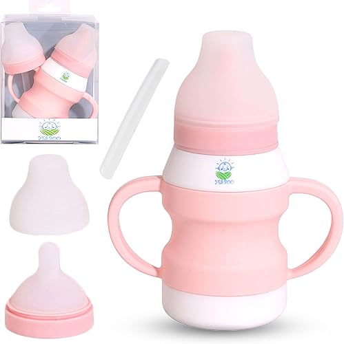 YES BOO Taza de entrenamiento de silicona a prueba de derrames para niños pequeños (rosa)
