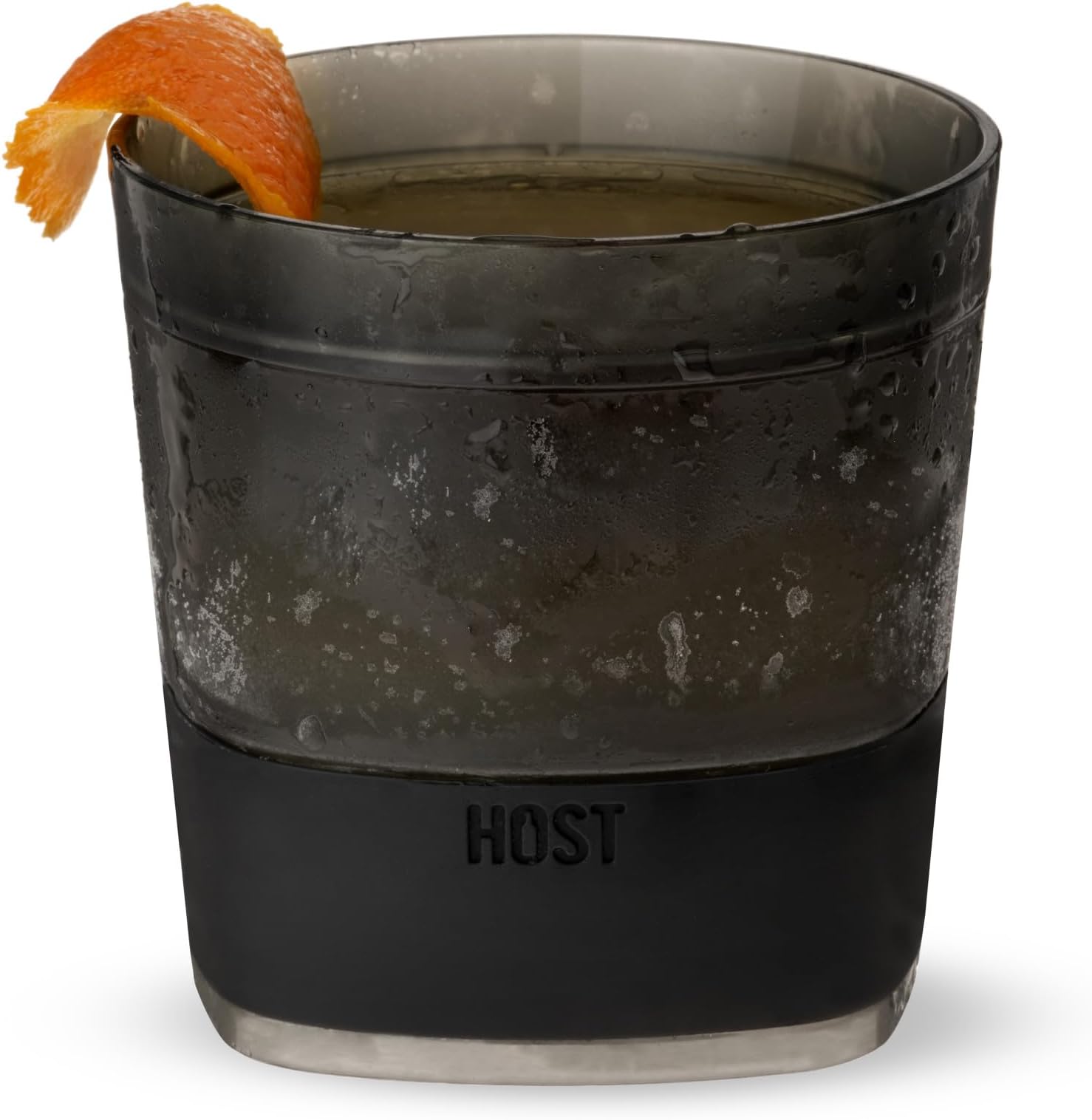 Host Freeze Cooling cup, Old Fashioned Glass with Silicone band for Bourbon, Scotch, and Whiskey, whisky gifts for men, Set of 1, Smoke