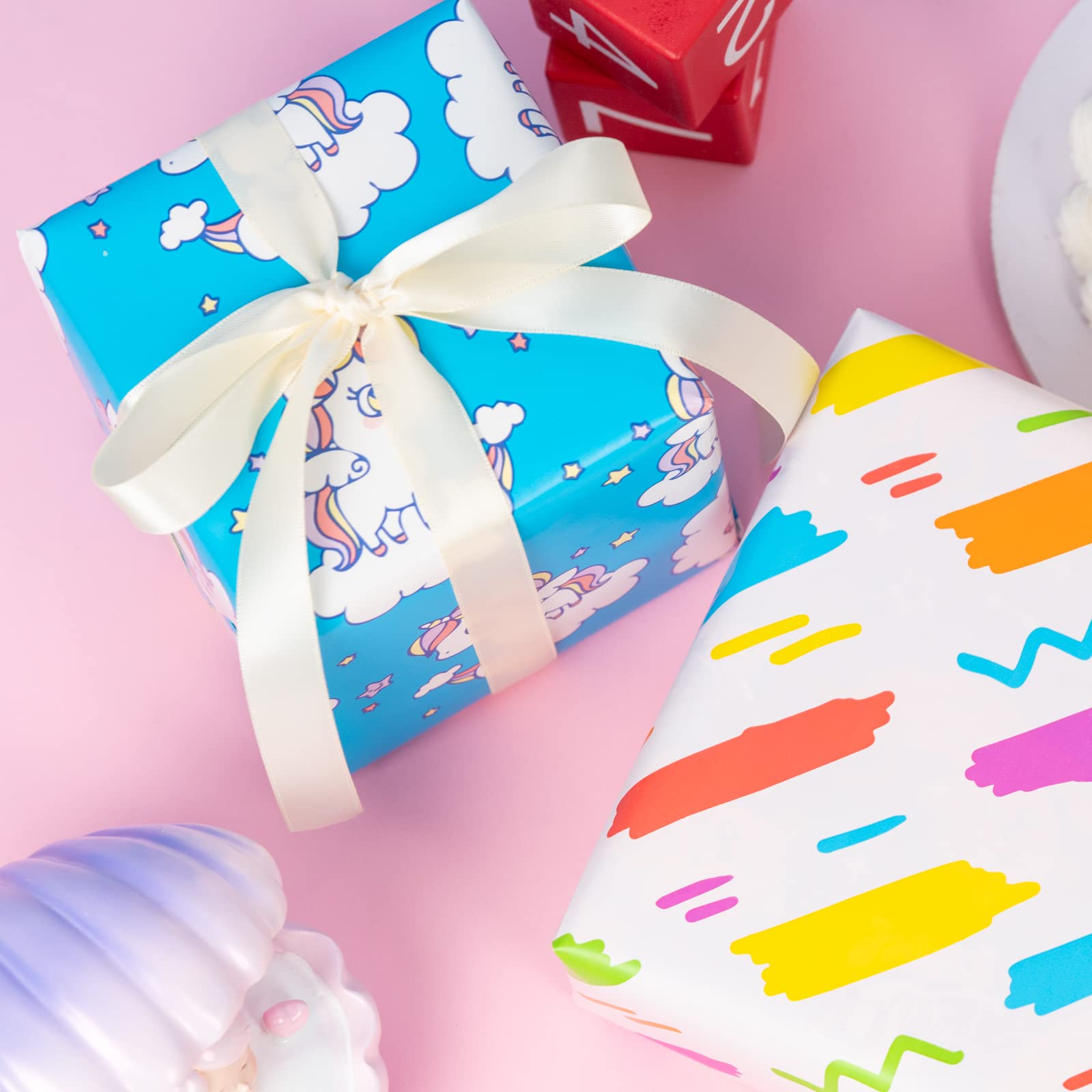 Rotolo di carta da regalo per COMPLEANNO, rotolo grande 62 cm x 100 m • Ideale per: Negozi Aziende Negozi confezioni regalo Compleanni Anniversari [FP Fiesta Paper
