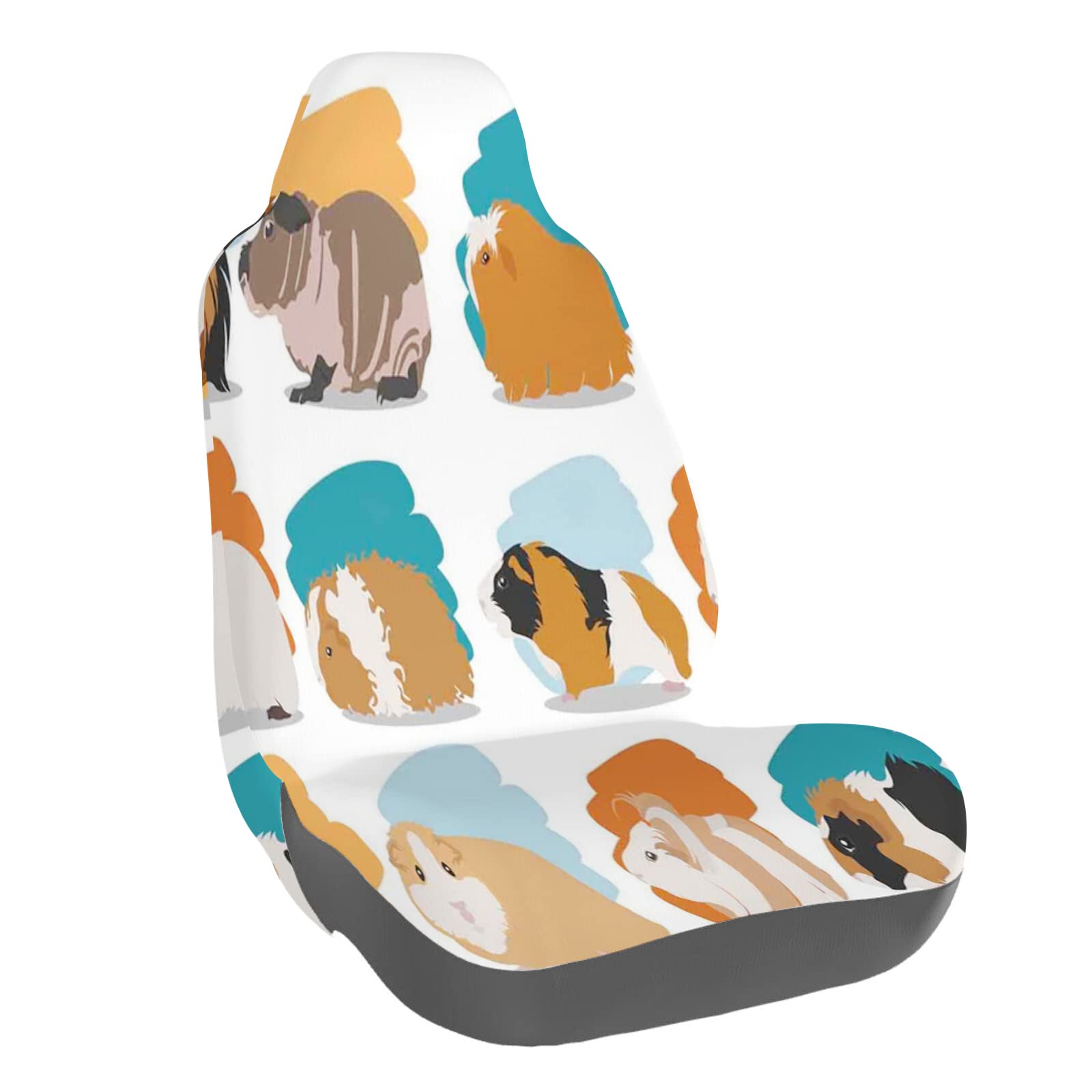 niBBuns Guinea Pig Car Seat Covers 1 PCS,Pet Soft Pastel Strokes,Front Seats Only High Back Vehicle Seat Protector Car Mat Stretch Driver Seat Cover,Multicolor
