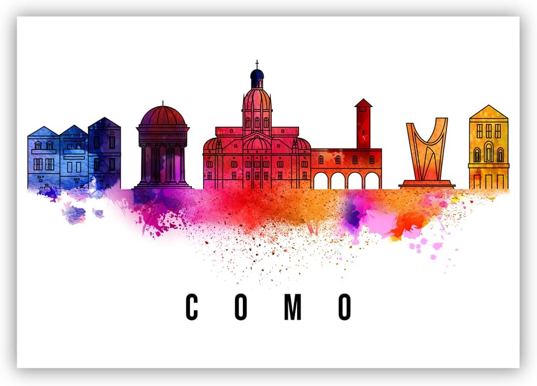 Pera Print Italy Poster, Italy-Como Poster, Italy Illustration Skyline City Poster, Modern Skyline Poster, Cityscape and Landmark Print, Home-Office Wall Art Decoration