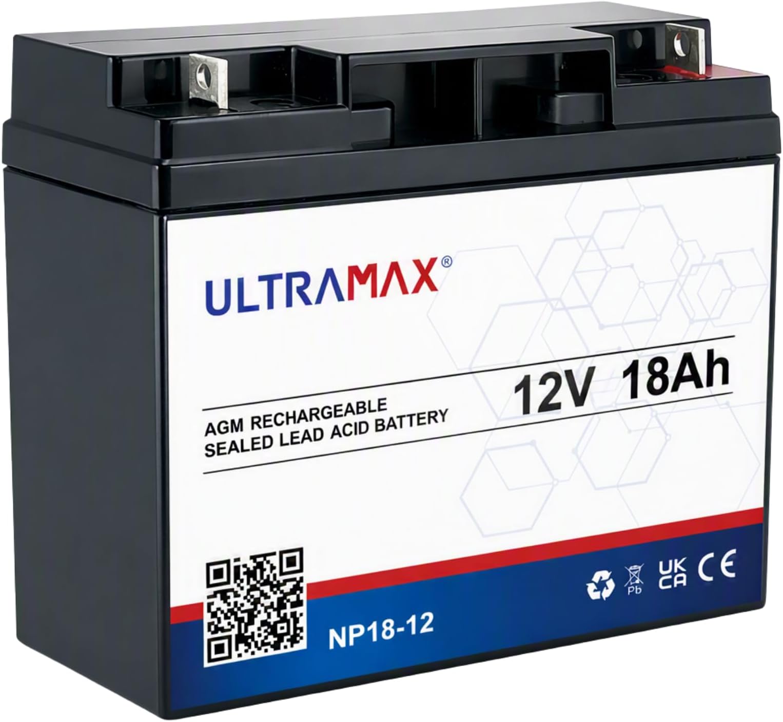 ULTRAMAX 12V 18AH Sealed Lead Acid Battery, AGM Gel VRLA Battery, Rechargable Battery