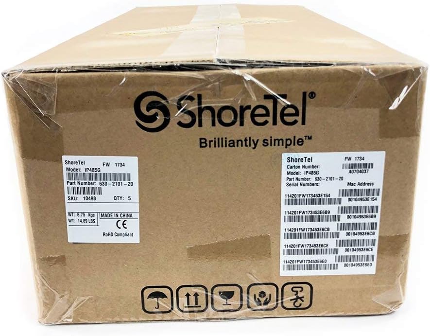 ShoreTel IP 485G Gigabit IP Telephone (10498) Multi-Pack - 5 Phones (Renewed)