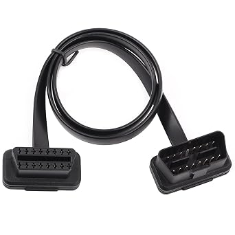Akozon Car OBD2 Cord 16 Pin Male to Female Extension Cable Wire Low Profile OBDII Flat Ribbon Cable Diagnostic Adapter Connector60CM cable obd odb2 cable cable obd for cable obd for cable obd