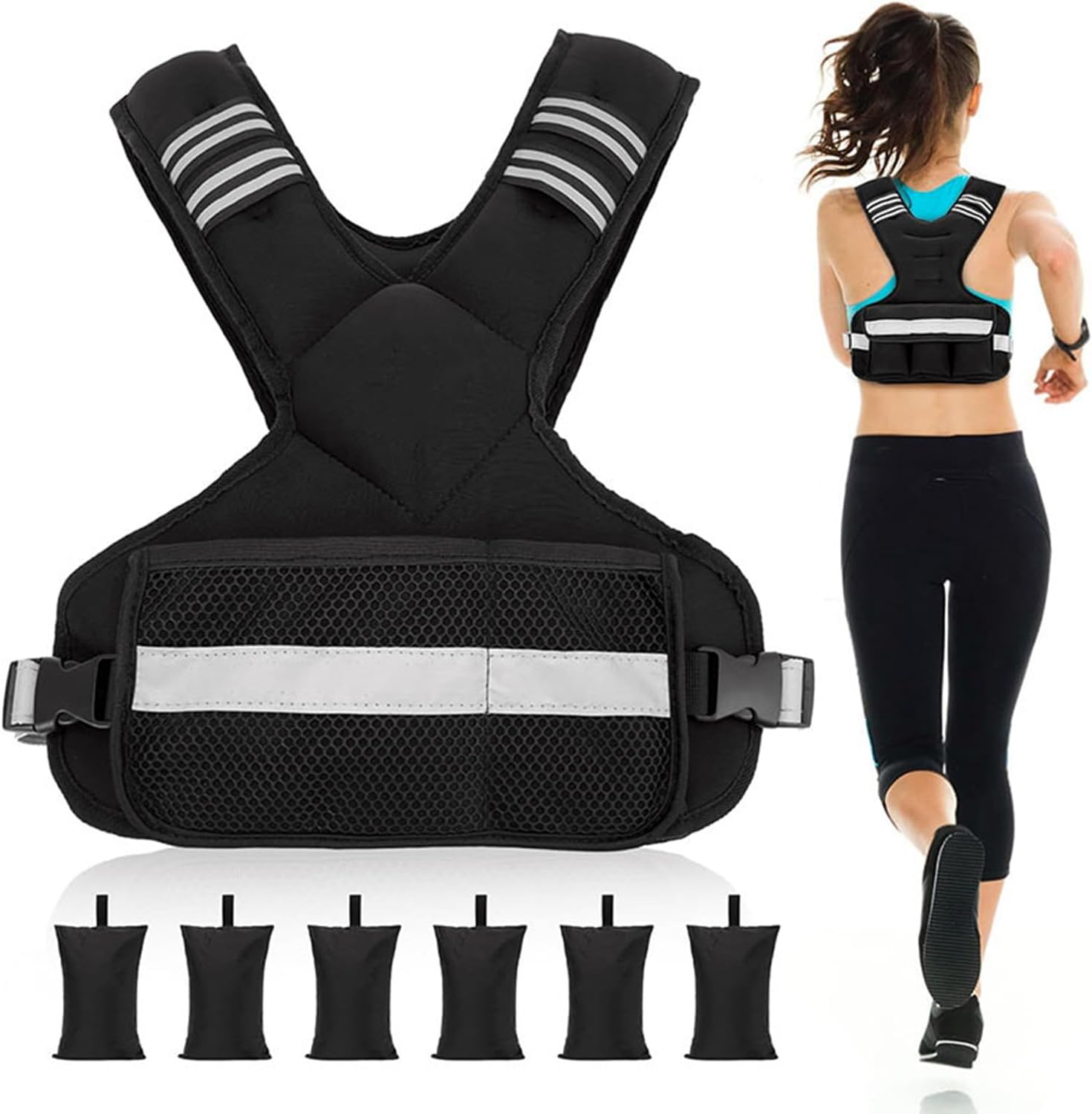 Adjustable Weighted Vest, Sport Breathable Body Weighted Vest, Exercise Weight Loading Cloth for Running Strength Training Workout Jogging Walking Home Gym Fitness Cardio Weight Loss