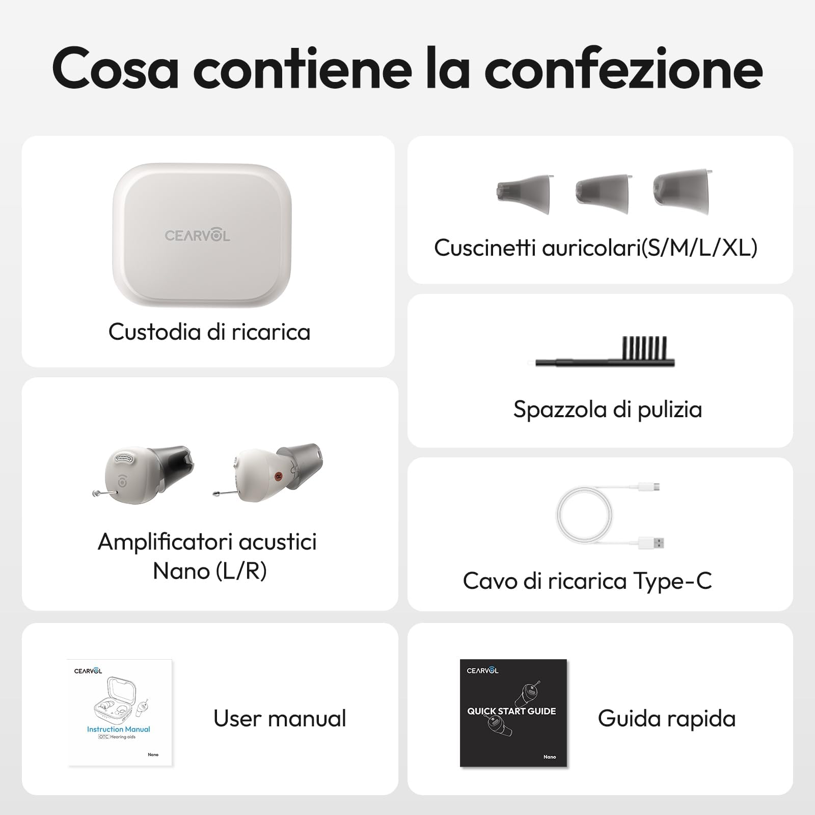 Nano Dispositivo Audio Senza Bluetooth/App, Supporto Uditivo per Anziani e Adulti, 3 Modalità di Ascolto, Guadagno a 4 Livelli, Design Discreto e Quasi Invisibile (Galassia)