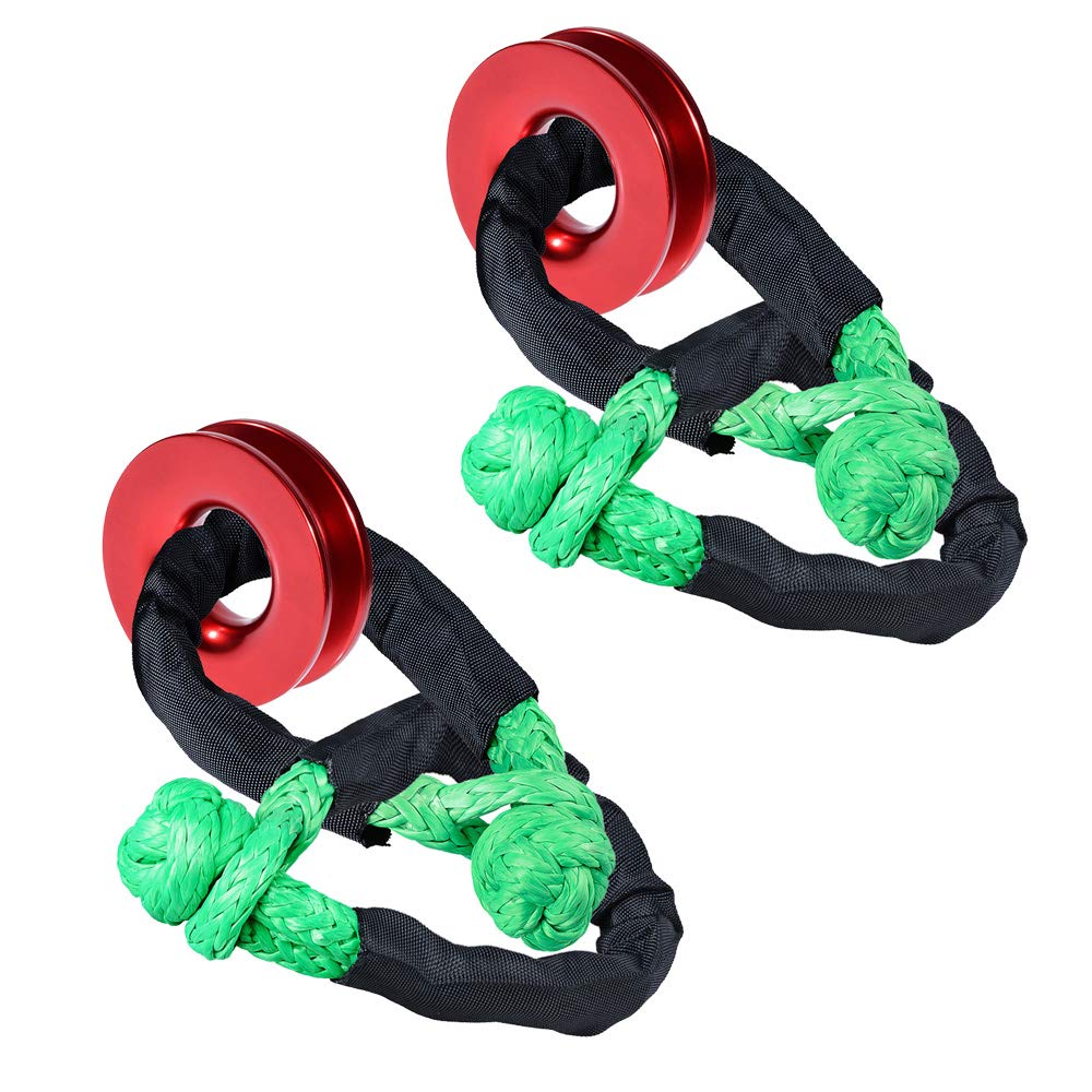 2PCS RED Recovery Snatch Ring + 4PCS Green UHMWPE 1/2