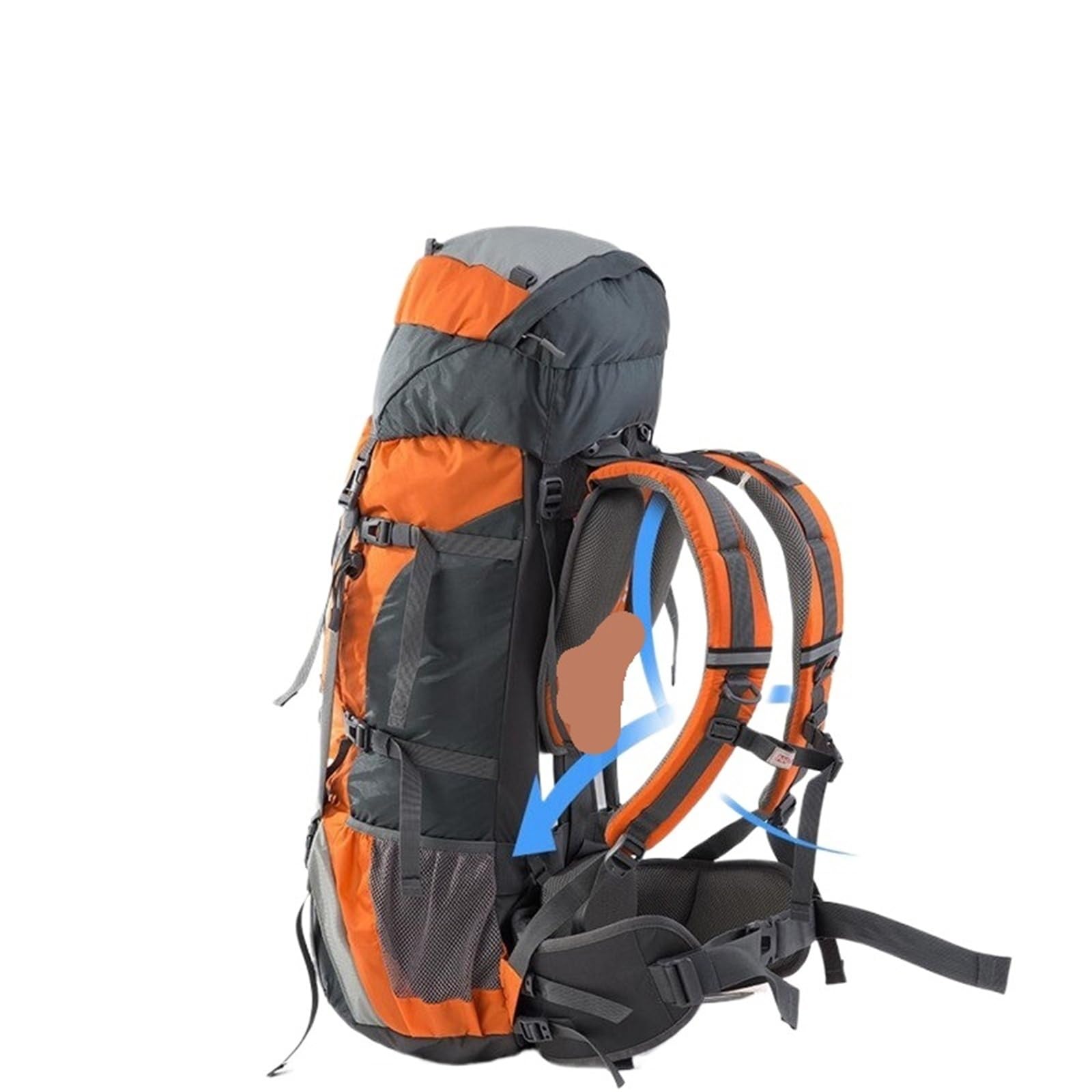 Zaino Escursionismo Zaino da esterno 70+5L Borsa viaggio for escursionismo Copertura antipioggia arrampicata campeggio impermeabile con(Orange)