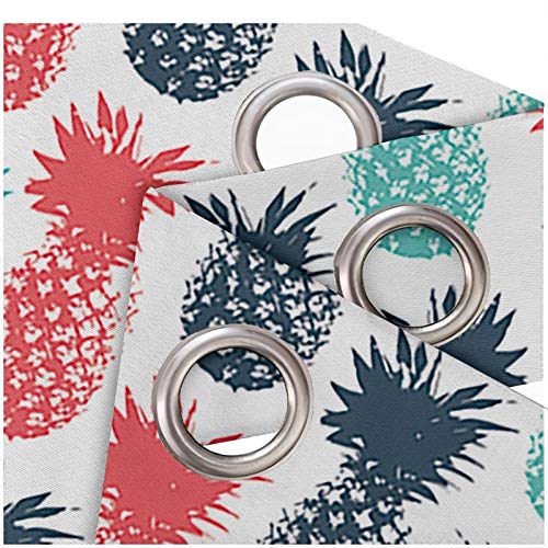 Daesar Bedroom Curtains 2 Panel Sets, Curtains Living Room Pineapples Window Curtains Red Blue Polyester Curtain 54X108 Inch #TOP4