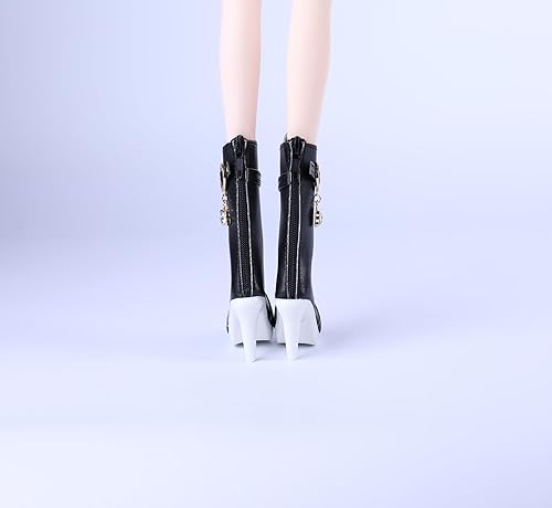 Miniatura 5 de UCanaan Bjd - Zapatos de muñeca, 2.92 a 2.94 pulgadas de longitud, botas de tacón alto negras para muñeca BJD 13 SD AOD DOD BJD MSD Dollfie
