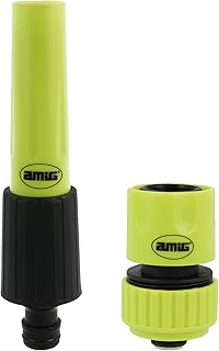 Amig - Kit de Riego - 2 Componentes - 1 Lanza de Riego con Caudal Regulable y 1 Empalme Rápido de 3/4" con Función Stop - Ideal para Jardinería - Plástico ABS - Verde Pistacho y Negro