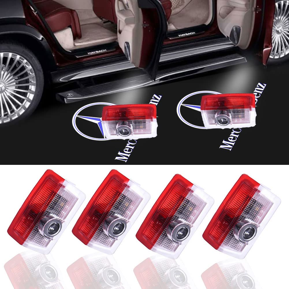 4PCS LED Car Door Light Logo HD Door Projector Original LED Welcome Door Projectors Compatible Accessories A B C E Class/M/ML/GL/GLA/GLC/GLS/AMG Series