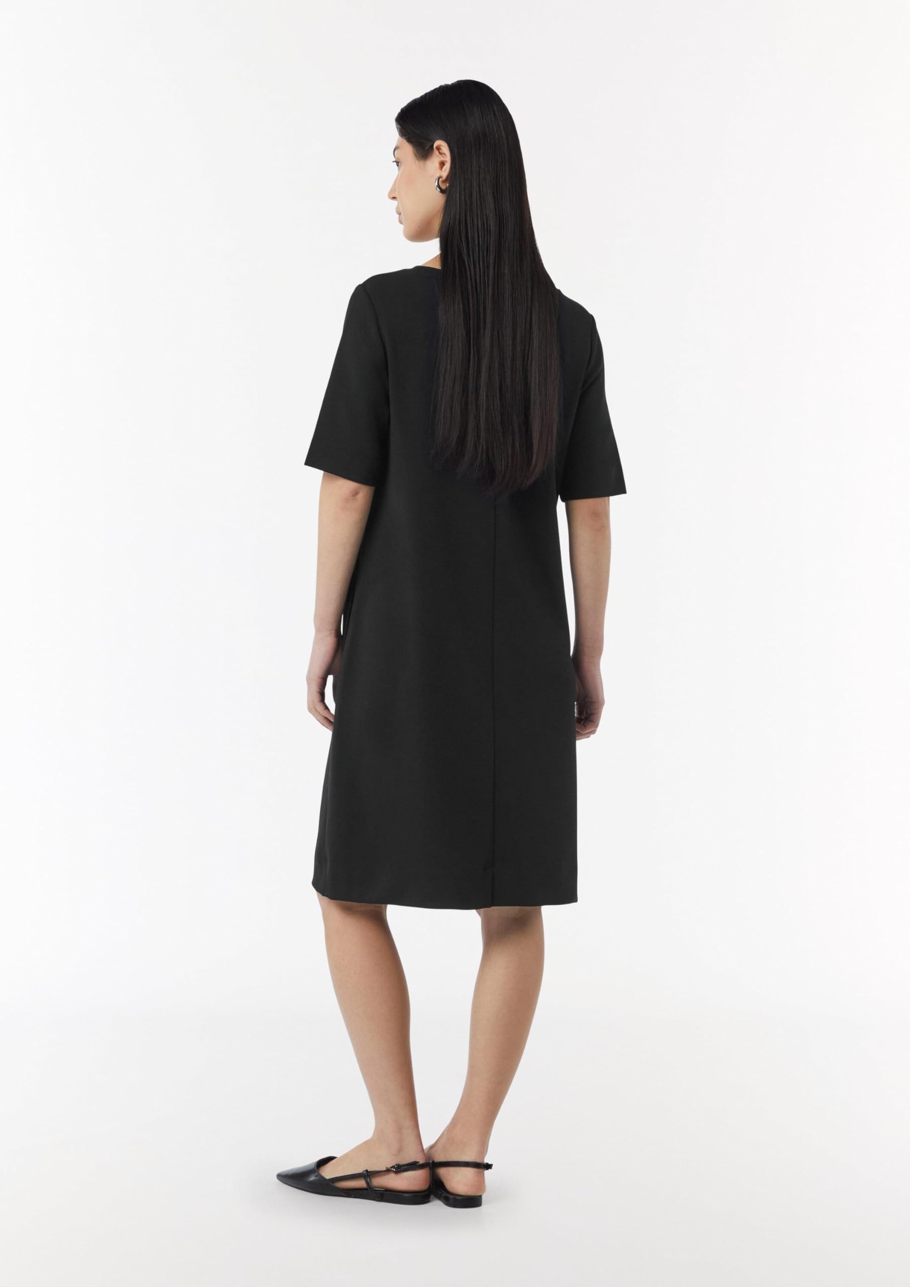 Comma Kurzarm-Kleid aus Modalmix mit Logo-Detail