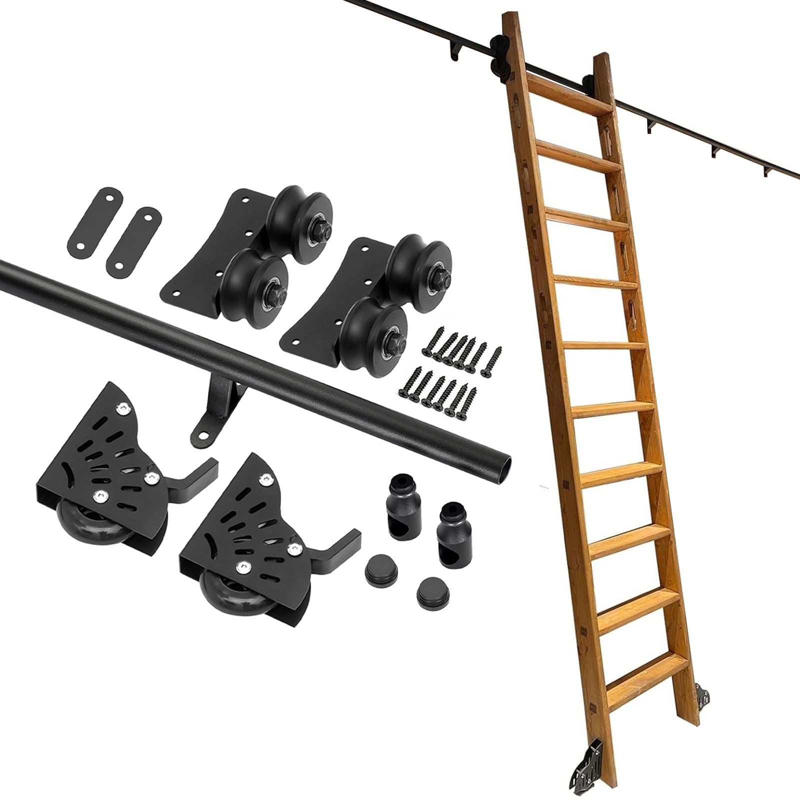 Kit d'échelle coulissante rail d'extension 200 cm en acier tubulaire