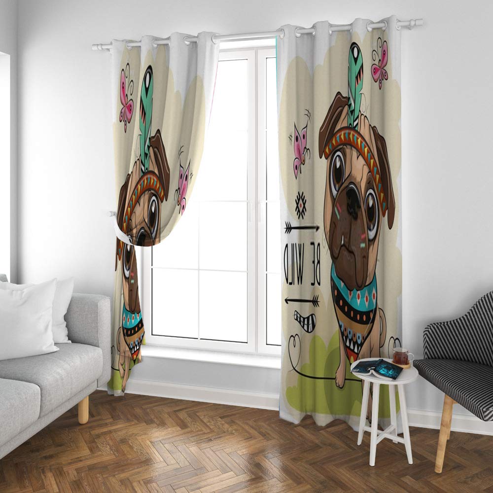 Rideau occultant thermique pour chambre motif carlin avec plume