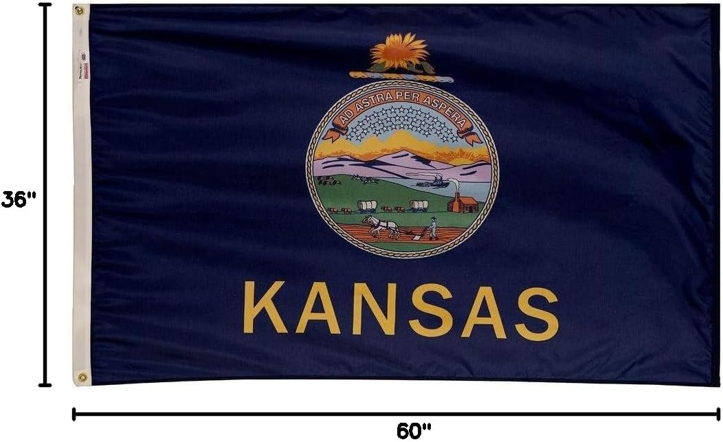 Valley Forge Flag Made in America 3' x 5' Nylon Kansas State Flag