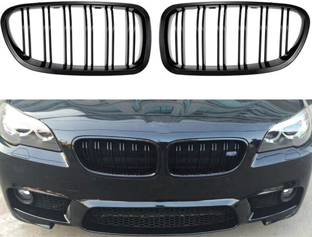 1 Pair Front Bumper Grills Racing Grille Grill Double Line For BMW F10 F18 F02 F11 M5 10-15 Glossy Black