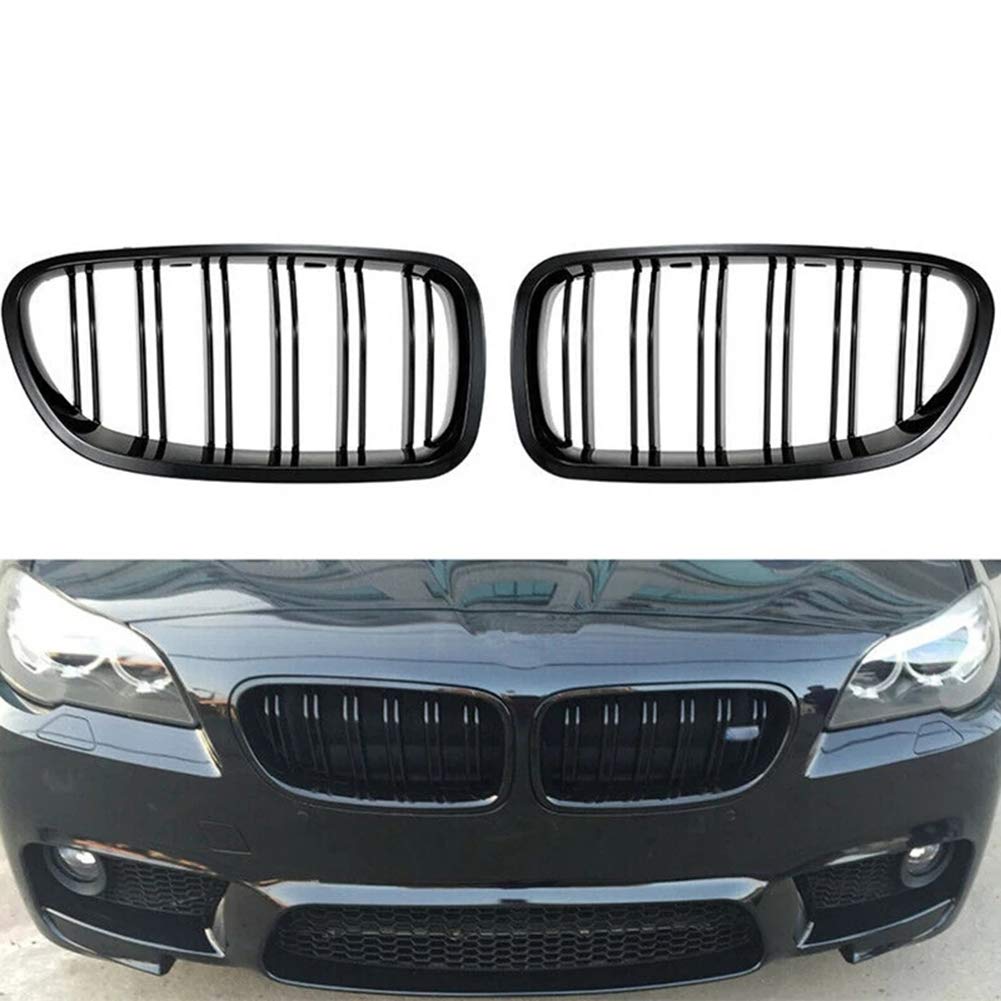 1 Pair Front Bumper Grills Racing Grille Grill Double Line For BMW F10 F18 F02 F11 M5 10-15 Glossy Black