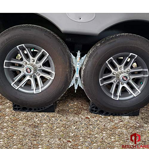 Beech Lane Camper Leveler 2 Pack - Precise Camper Leveling, Includes Two Curved Levelers, Two Chocks, and Two Rubber Grip Mats, Heavy Duty Leveler Works for Campers Up to 35,000 LBs