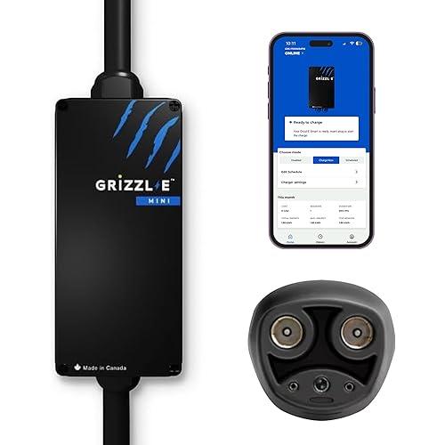 Grizzl-E Mini Connect Level 1-2 Portable Electric Vehicle (EV) Charger up to 40 Amp, UL Certified, Indoor/Outdoor Electric Car Fast Charging Station, NEMA 14-50 Plug, 25 feet Cable, NACS Connector