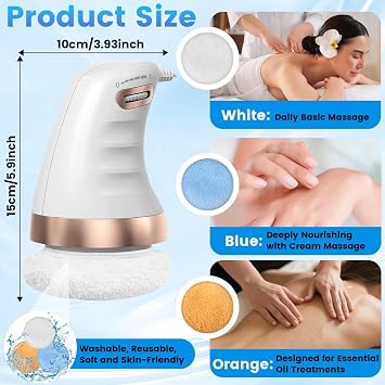 Anti Cellulite Massager, Body Sculpting Machine,Lymphatic Drainage Massager | Handheld Massager with 3 Massage Heads & 6 Washable Pads, Electric Body Massage Machine for Belly Waist Arms Legs Buttocks