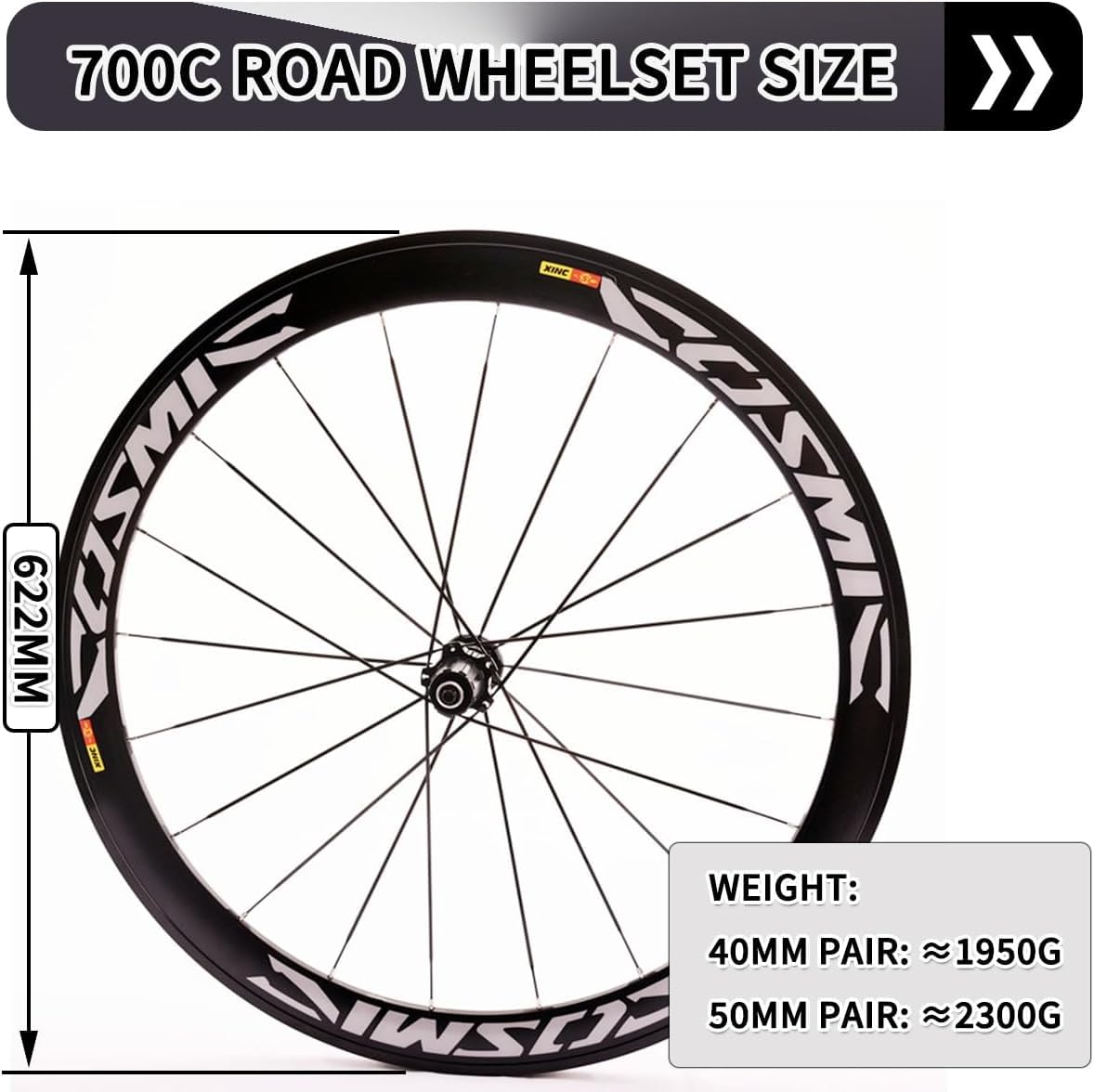 Juego De Ruedas Bicicleta Carretera 700C 40/50Mm Eje Pasante Center-Lock 24H 12*100/12*142Mm Frenos Disco Aleación Aluminio Cassette 7-12 Velocidades
