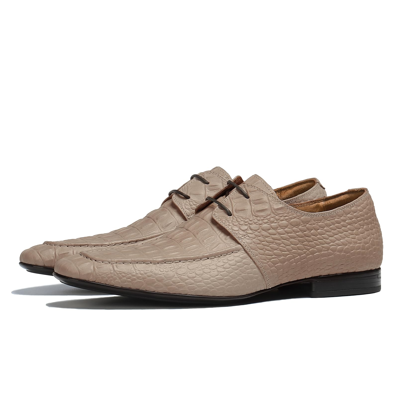 Derbys Casual in Rilievo da Uomo Scarpe Eleganti Morbide Formale Affari Scarpe Basse Stringate in Pelle Lavoro Feste