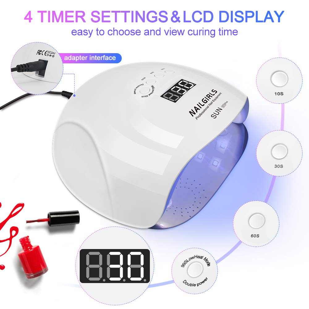 UV Nail Light, NAILGIRLS 150W UV Light for Nails Fast UV LED Nail Lamp Professional Nail Dryer for Gel Polish with 4 Timer Settings, Auto Sensor Curing Lamps for Salon and Home Use