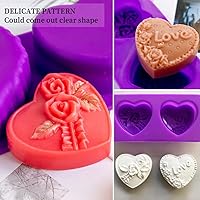 Vista 4 de Molde de silicona para jabón de corazón de rosa, molde de silicona con forma de amor en 3D, molde de fondant, pastel hecho a mano, chocolate