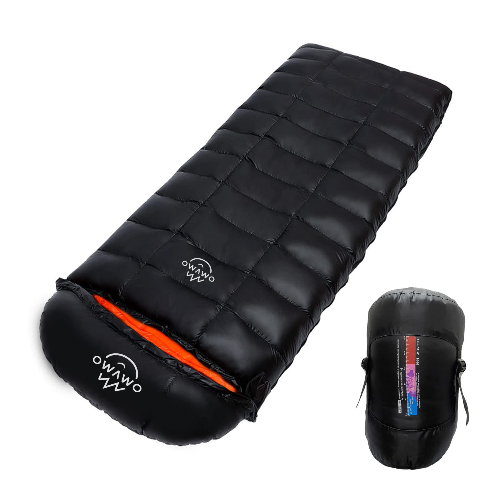OMVMO 0 5 10 15 Degree 650/800 Fill Power Rectangle Duck/Goose Down Sleeping Bag for Adults,Ultralight Wearable 4 Season Envelope Sleeping Bag for Camping,Can be Used as a Down Blanket Duvet or Cloak