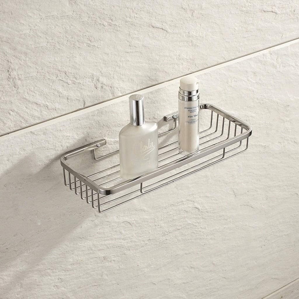 Shelf Bathroom Frame Simple Rectangular Cosmetics Storage Basket Accessories Wall Hanging (Color: Silver)