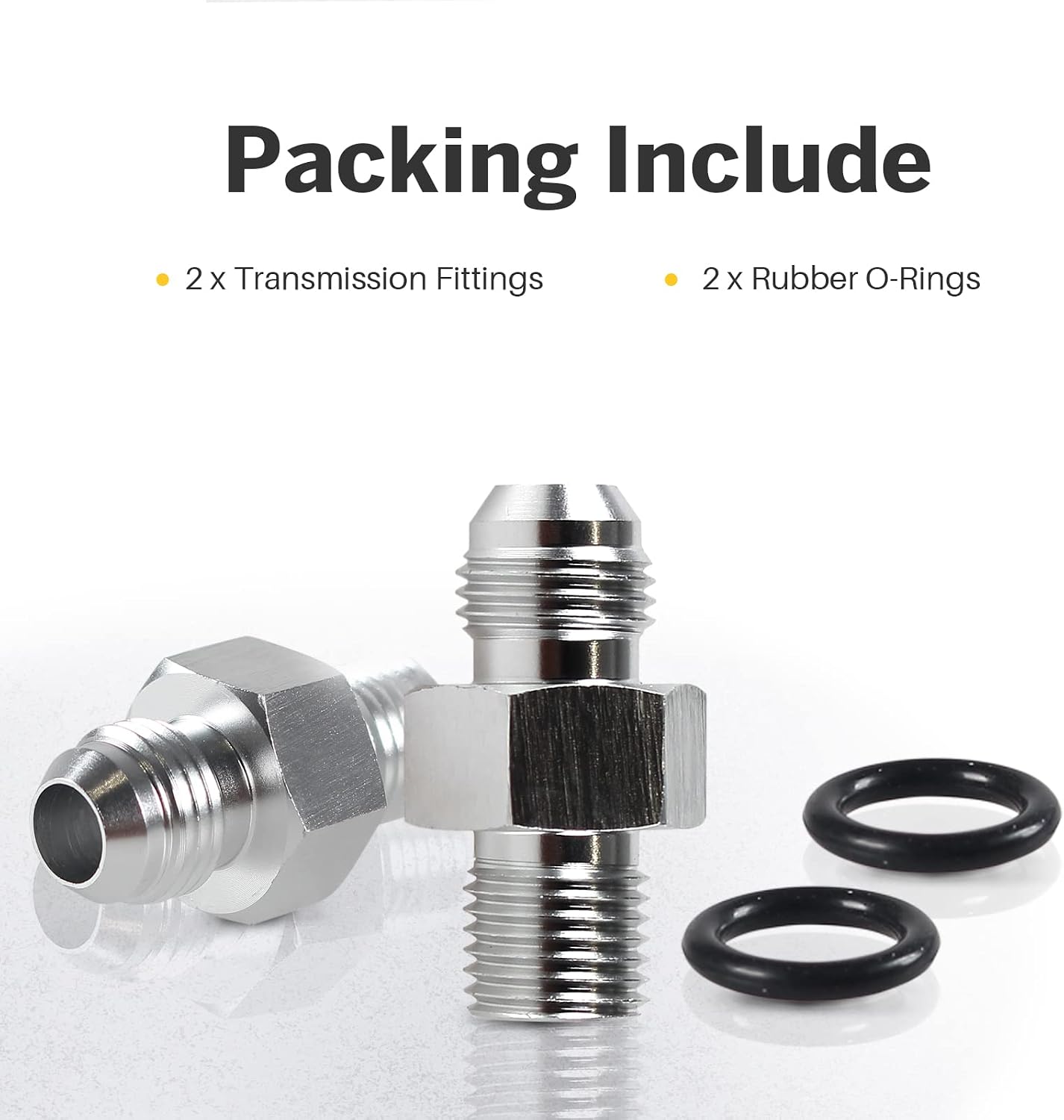 2Pcs Transmission Adapter Fittings 6AN Flare to 1/4" NPSM for TH350 TH400 700R4 4L60E 200-4R TR6060 AOD 4R100 4R70W C5 Transmission Front & Rear Until 2007 Aluminum