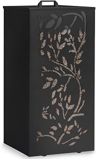 IDMarket - Pelletsbehälter 45 kg schwarz Pelletsaufbewahrung 36 x 36 x 76 cm - Blumenmuster