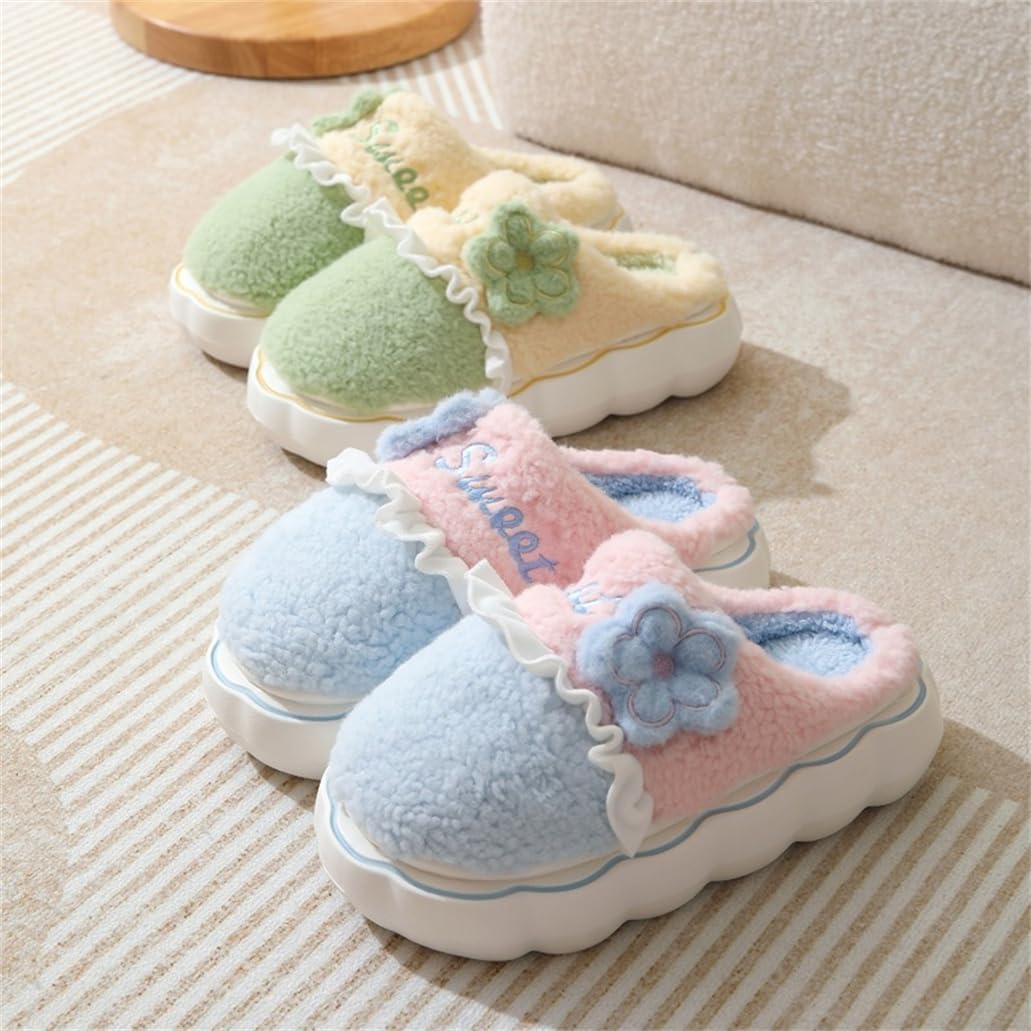 ELONEL Cute Plush Cotton Slippers - Women's & Men's - Thick Sole - Anti Slip - Indoor & Outdoor - Image 4