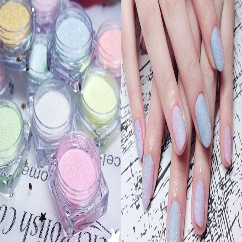 12Pcs/Lot Ultra-Fine Nail Art Sugar Powder Holographic Light Colors Dust Sand Powder Candy Coat Glitter Set