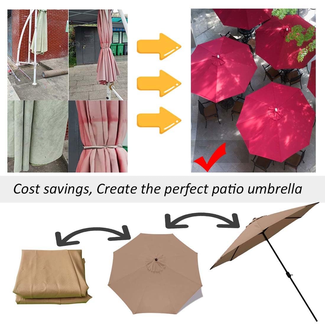 Copertura di ricambio per ombrellone da giardino a 6/8 costole, 2 m, colore beige, copertura in tessuto per ombrellone da giardino, soluzione ombreggiante per esterni