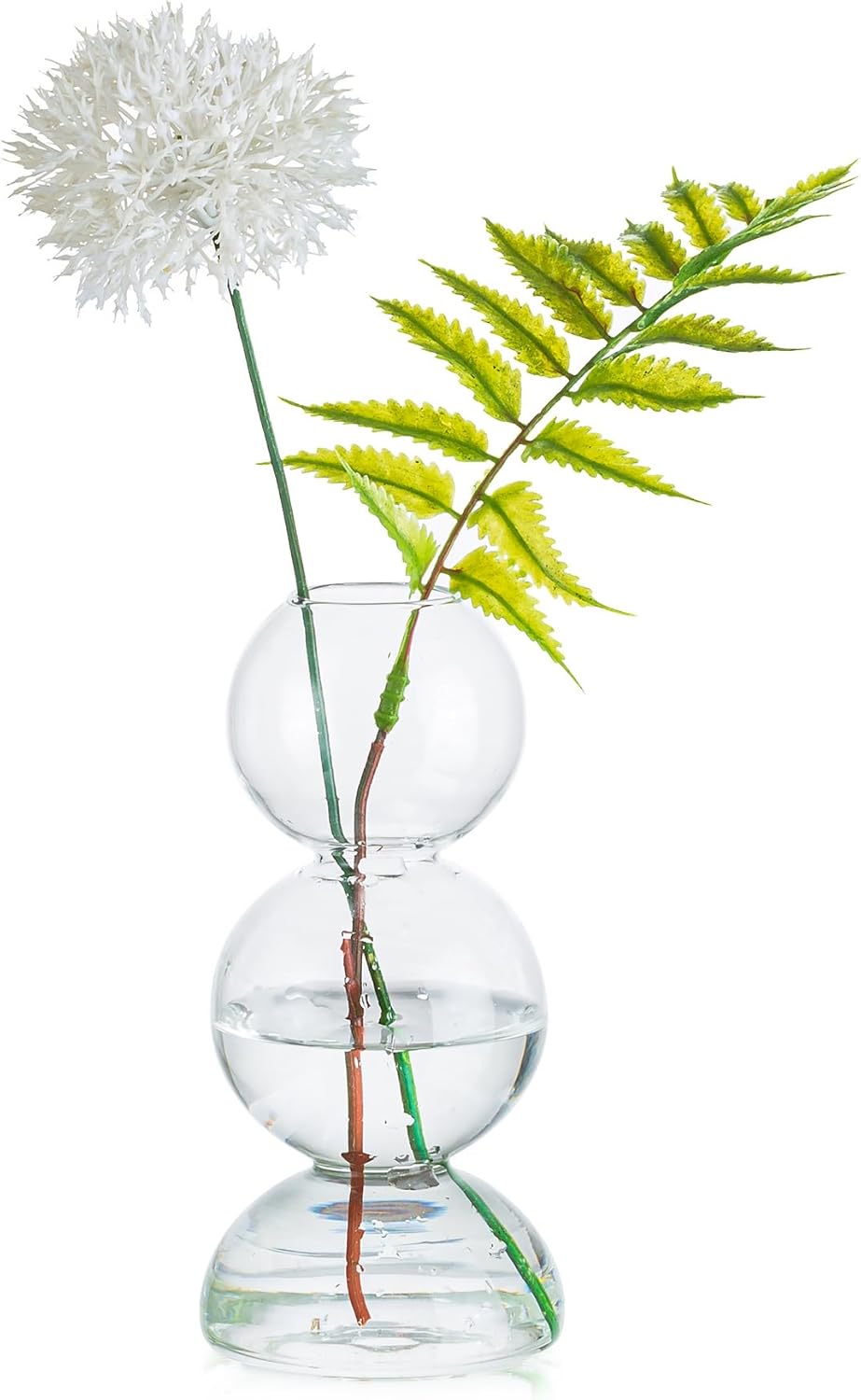Glasseam Unique Small Flower Vase, Cute Blown Glass Vases for Flowers, Modern Ball