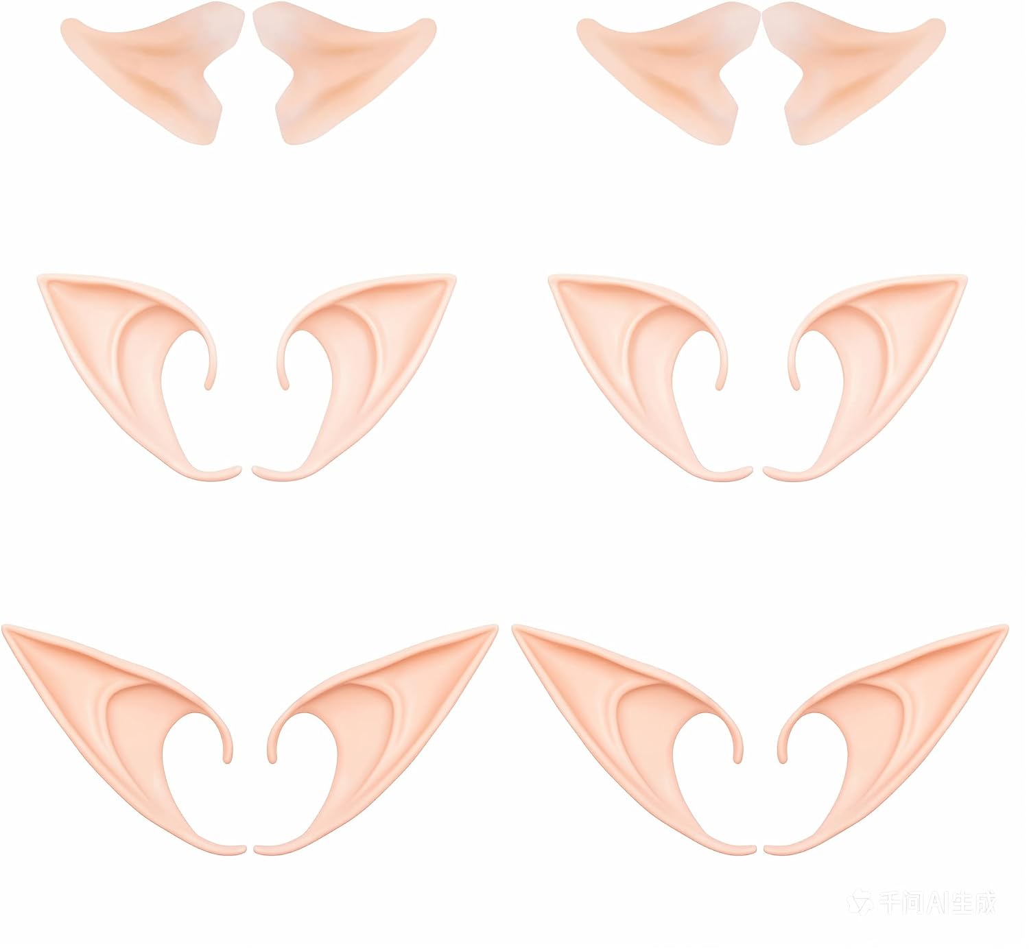 GREAT&LUCKY Cosplay Fairy Pixie Elf Ears - Soft Pointed Tips Anime Party Dress Up Costume Masquerade Accessories for Halloween Christmas Party (6 Pair)