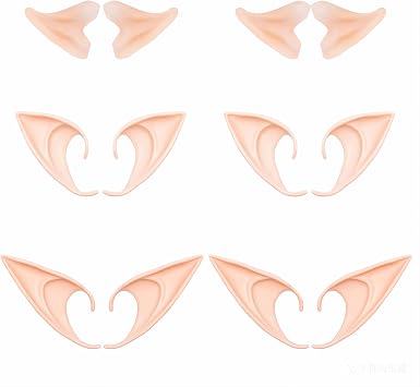 GREAT&LUCKY Cosplay Fairy Pixie Elf Ears - Soft Pointed Tips Anime Party Dress Up Costume Masquerade Accessories for Halloween Christmas Party 6 Pair