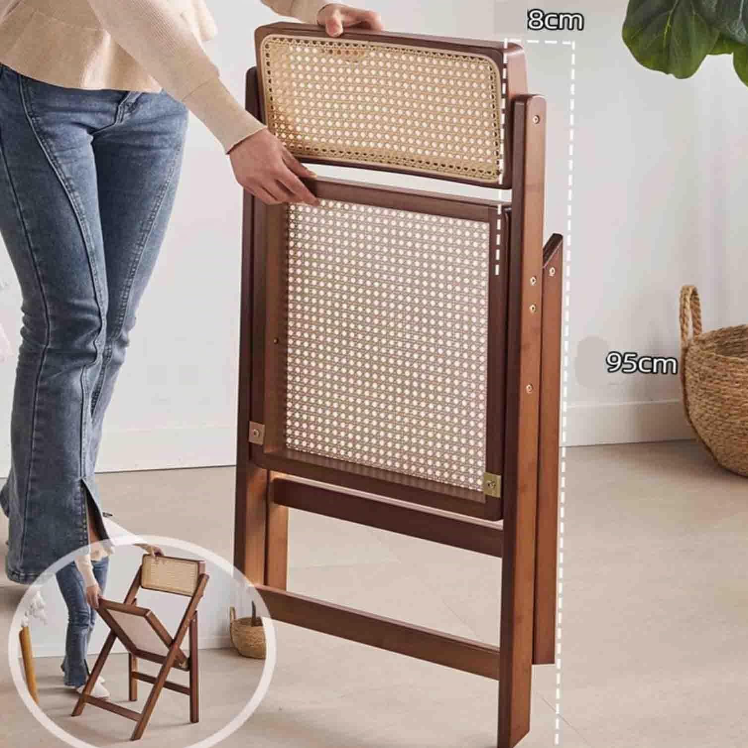 Silla Plegable de ratán, Silla de Respaldo, casa de Familia Minimalista, casa de Madera Maciza, Silla de Sala de Estar, Respaldo de Ocio, Silla de Comedor, Silla,A