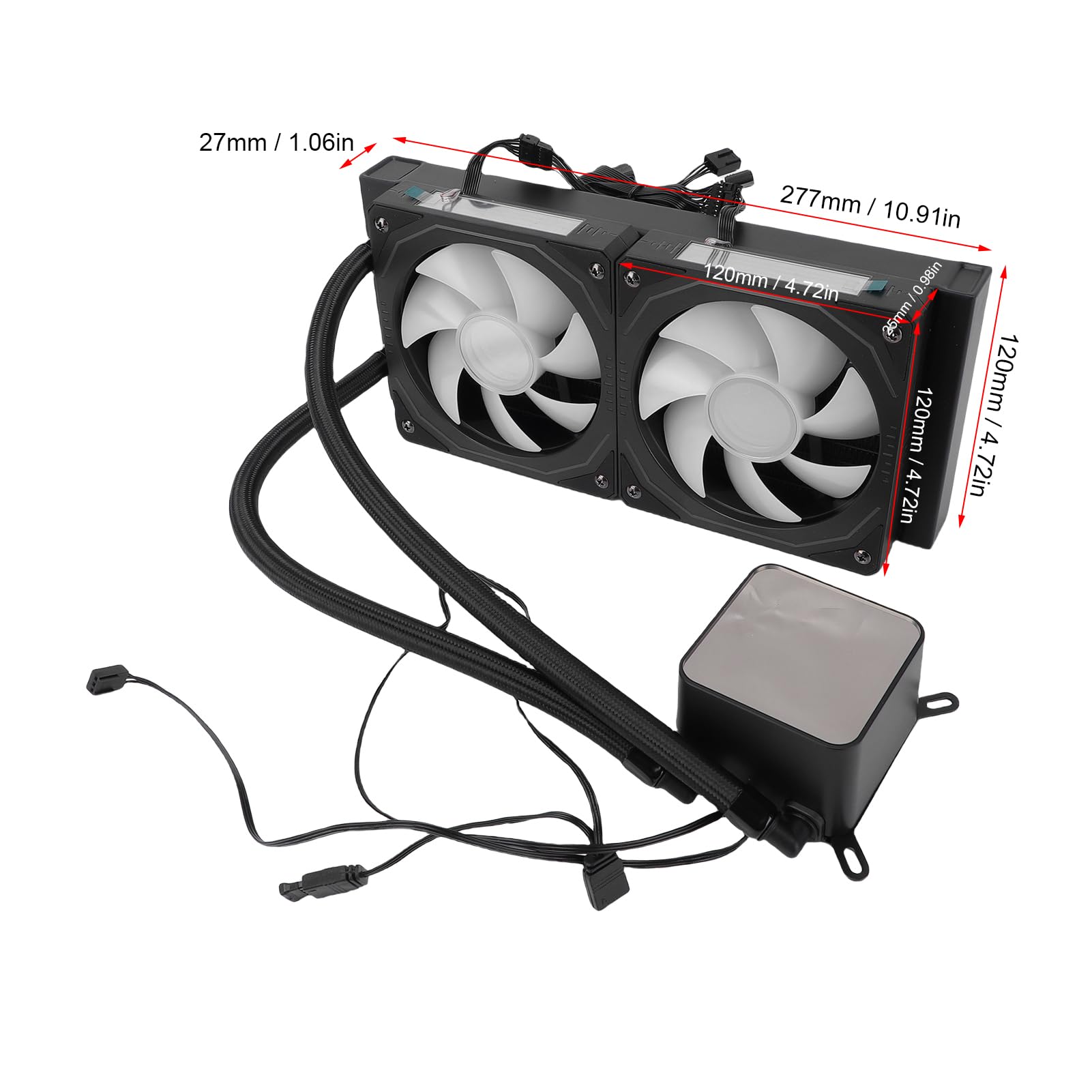 Ausla Płynna Chłodnica Procesora ARGB, Płynna Chłodnica Procesora 240 z 2,2-calowym Ekranem LCD, Miedzianymi Wentylatorami PWM 277 X 120 X 27 Mm, dla Producentów Komputerów do Gier z Procesorami LGA