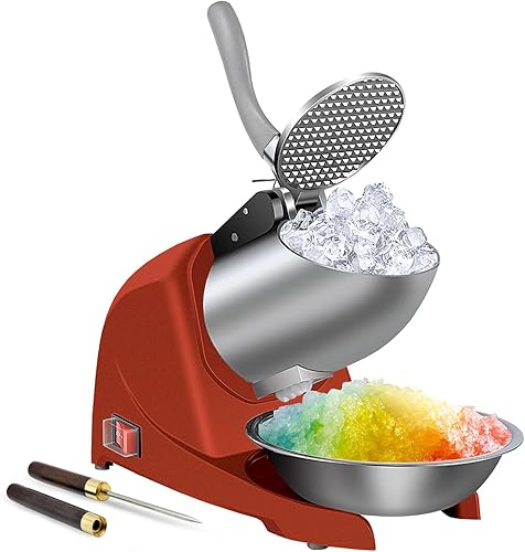 Máquina de hielo afeitado de 380 W, 3 cuchillas, 280 libras/hora, máquina de afeitar eléctrica de hielo, evita salpicaduras, para uso doméstico